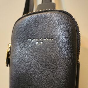Inicat Black Leather Crossbody Bag